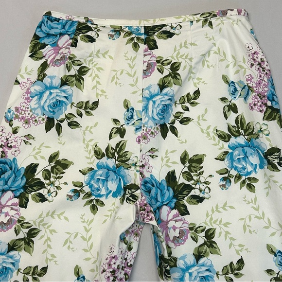 St. Johns Bay Floral Crop Pants Size 14 Cotton Stretch Straight Fairy Bloomcore - Picture 4 of 13